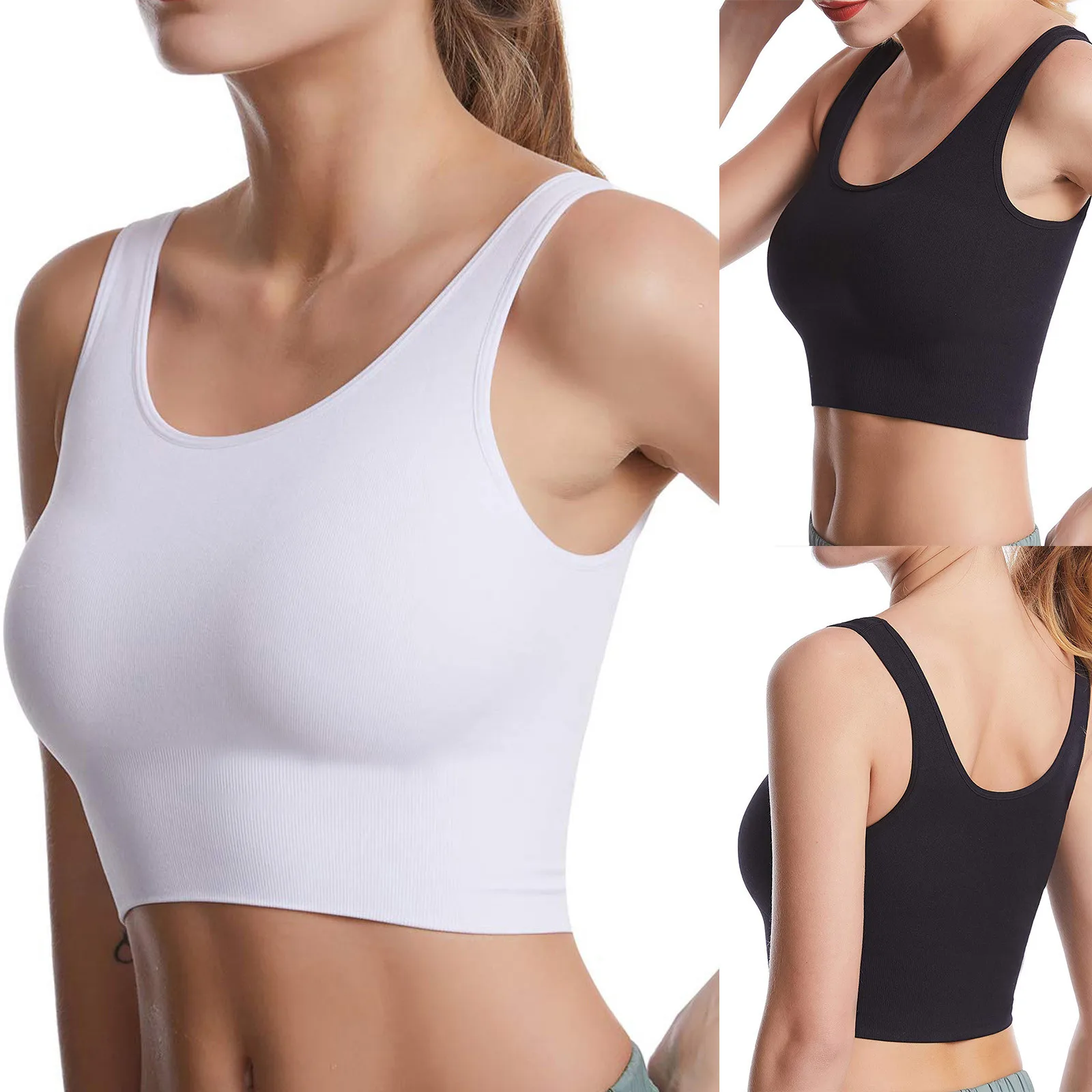 

Women's Solid Color Underwire No Steel Ring Yoga Bras Gym Exercise Fitness Exposed Navel Vest Seamless Breathable Lingeries