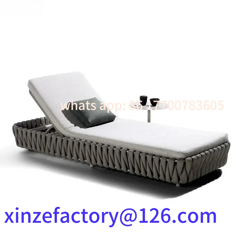 

Customizable LXC aluminum alloy outdoor bed teak waterproof sunscreen swimming pool beach leisure lounge chair courtyard B & B