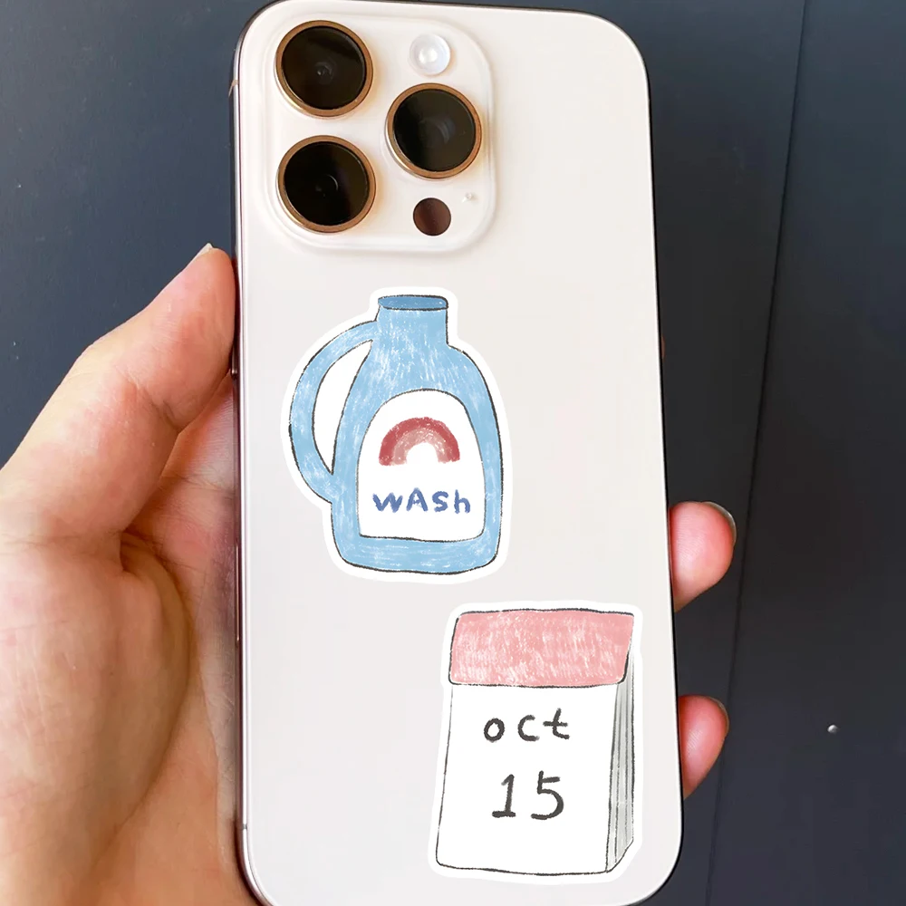 51 قطعة من ملصقات الحياة المرسومة يدويًا، مجموعة شارات يومية ساحرة لمجلة الكمبيوتر المحمول وزجاجة المياه وسجل القصاصات ديكور الكتابة على الجدران