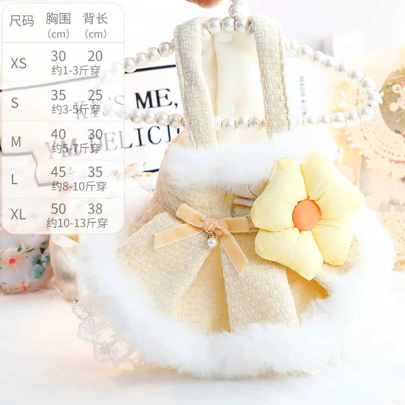 Warm Dog Autumn Winter Pet Dress Sweater Skirt Princess Cat Pet Maltese Teddy Dog Christmas Clothes