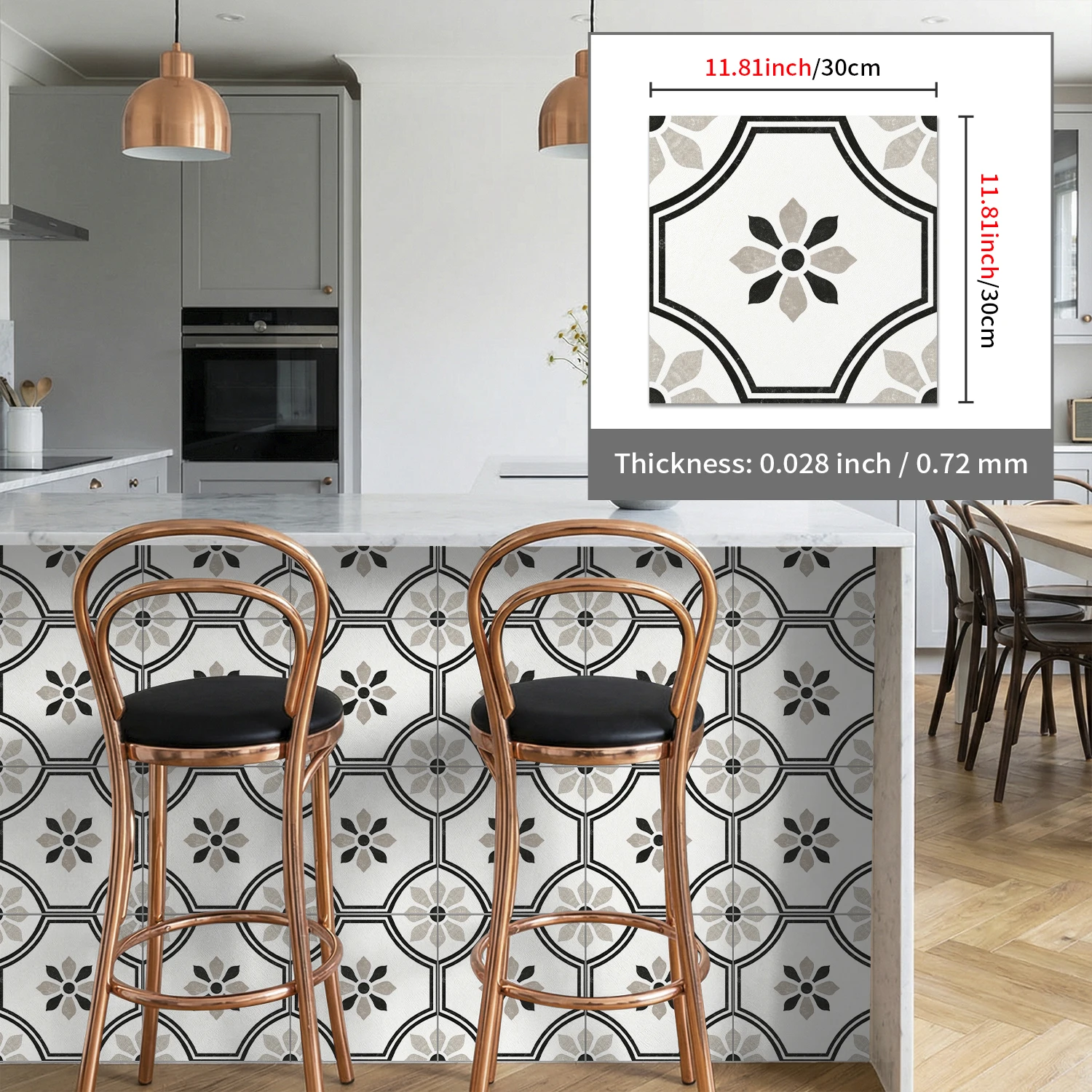 

Thick matte geometric wood grain wear-resistant waterproof self-adhesive floor and wall stickers, suitable for indoor decoration