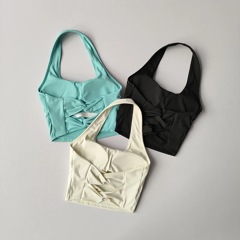 

Sexy Neck Halter Sports Vest Women Shockproof Running Beauty Back Professional Pilates Training Bra Fitness Yoga Underwear Suit