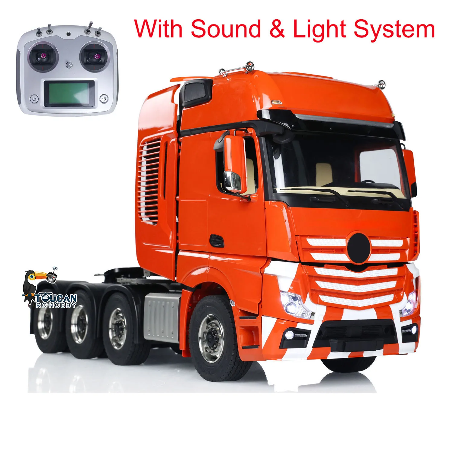 1/14 8x8 RC Tractor Truck 3-speed Transmission Light Sound Set Remote Control Metal Car Model Painted Assembled RC Toy TH20008