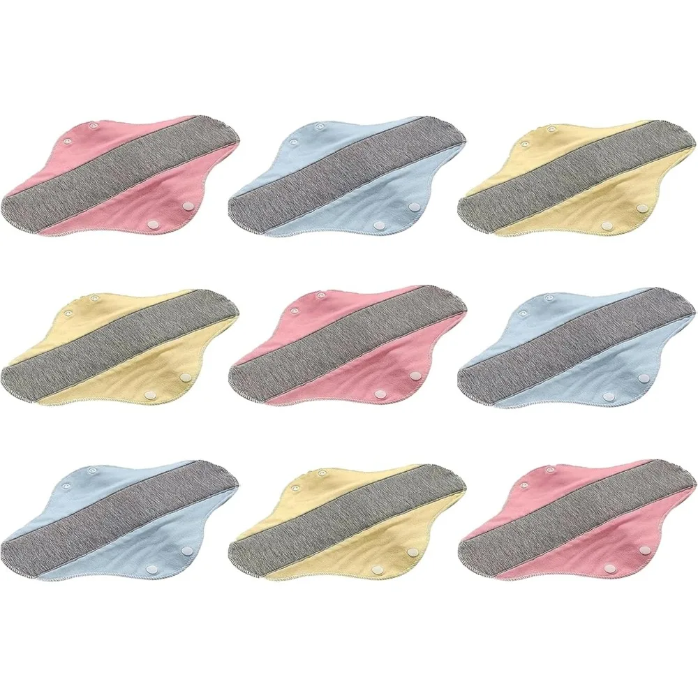 

Reusable Cloth Menstrual Pads Heavy Flow 6 Pack Leak Proof Washable Cotton Wings Day Night
