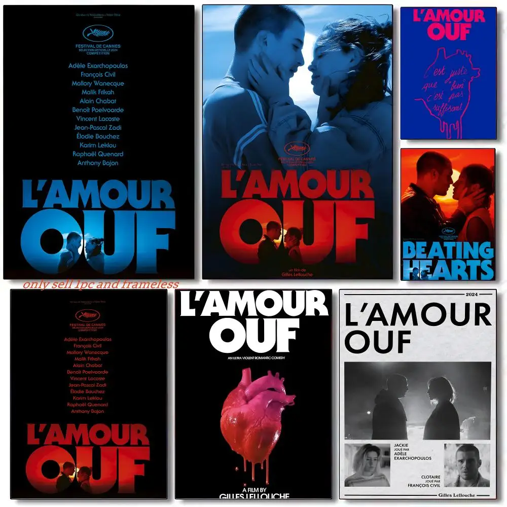 L'Amour ouf Beating Hearts Movies Poster Sticky Wall Art Printing Waterproof Home Living Bed Room Aesthetic Decor