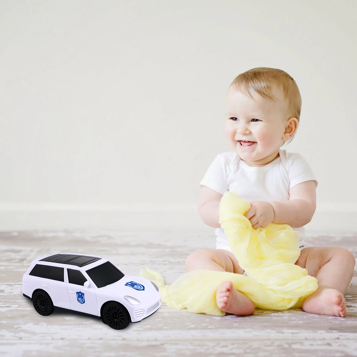 

Toy Electric Police Car White Mini Vehicle Model Kids Educational Child Non Fading Safe Sliding Ground