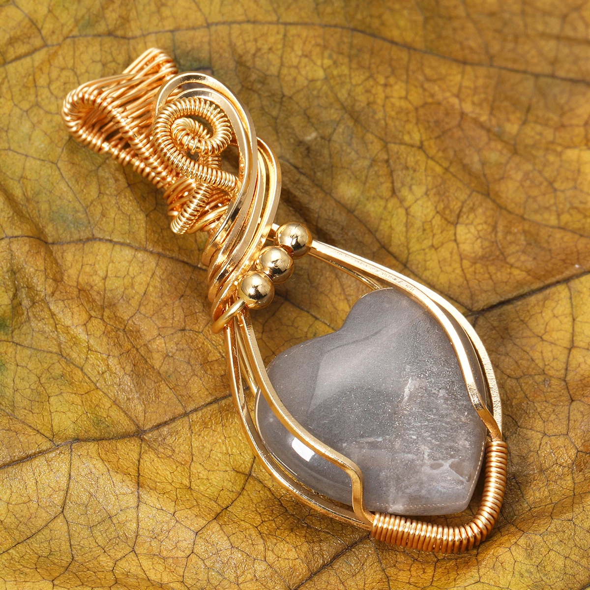 Damen Labradorit Regenbogen-Edelstein-Anhänger Kupferdraht-Umwickelter Labradorit-Schmuck Labradorit-Halskette mit Kette und Box – Detail 8