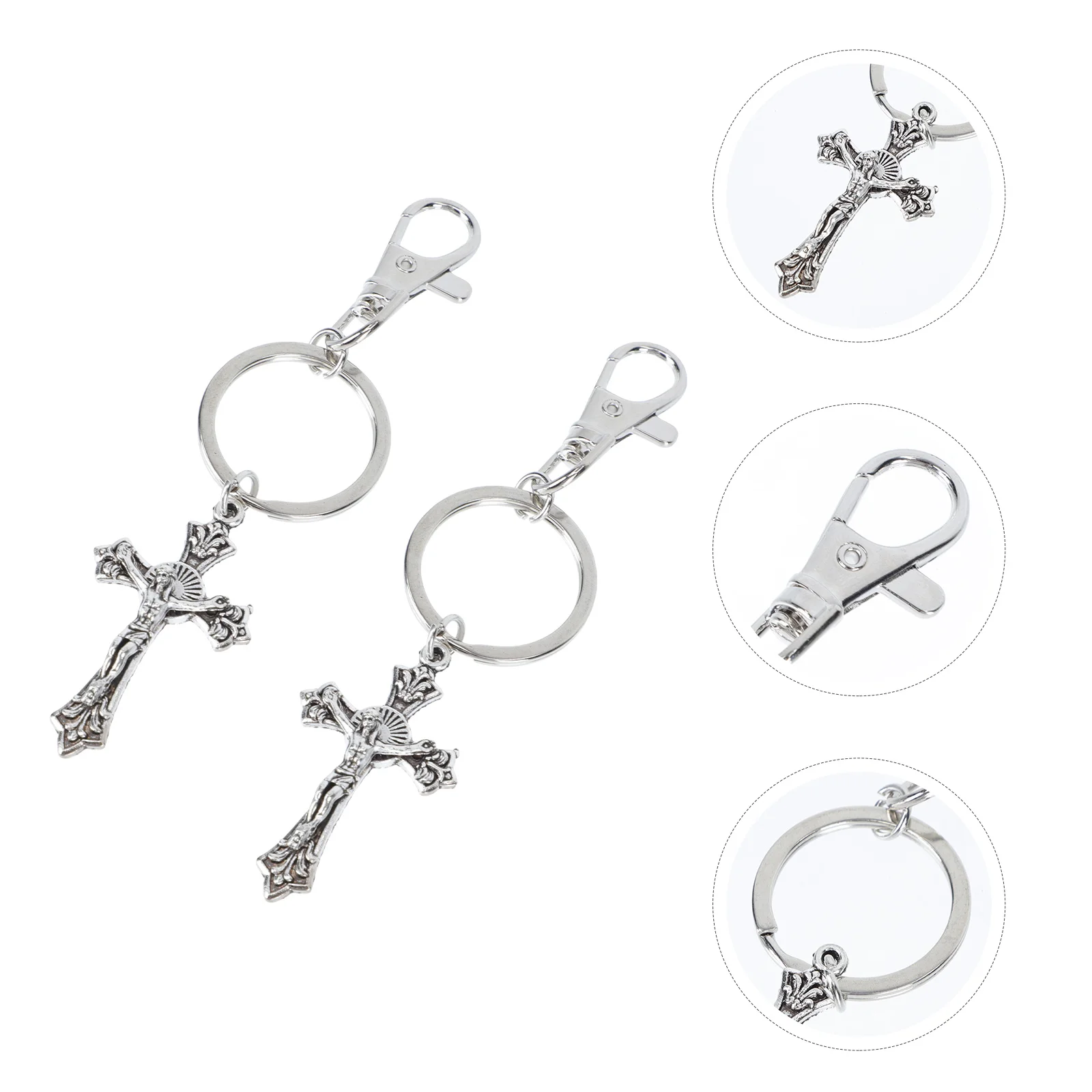 6PCS Silver Key Ring Key Ornament Christian Gift Delicate Accessory Decorative Keyring Keychain