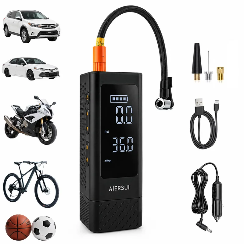 Portable Car Air Compressor 150PSI Cordless Tire Inflator Pump with Digital Gauge LED Light for Car Motorcycle Bike