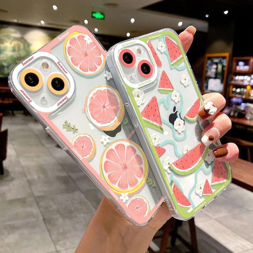 For iPhone 16 Pro Max Phone Case iPhone14 15 Pro Max 11 13 12 Mini Pro Xs Max 7 8 Plus SE Ins summer fresh Full Cover Soft Case