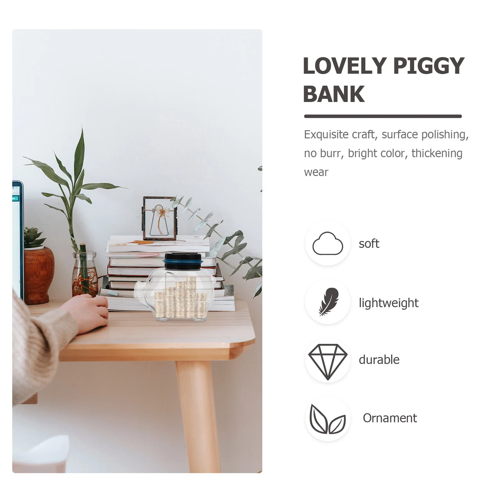 Cyfrowa skarbonka przezroczysta dla dzieci, pojemnik na pieniądze z wyświetlaczem LCD, automatyczny licznik monet, dekoracja na biurko, skarbonka, która nie może być...