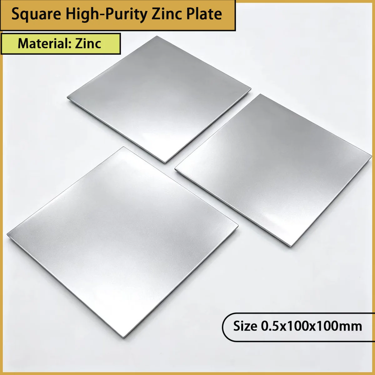 Size 0.5x100x100mm square high-purity zinc plate is used for electroplating anodes, anti-corrosion engineering, etc
