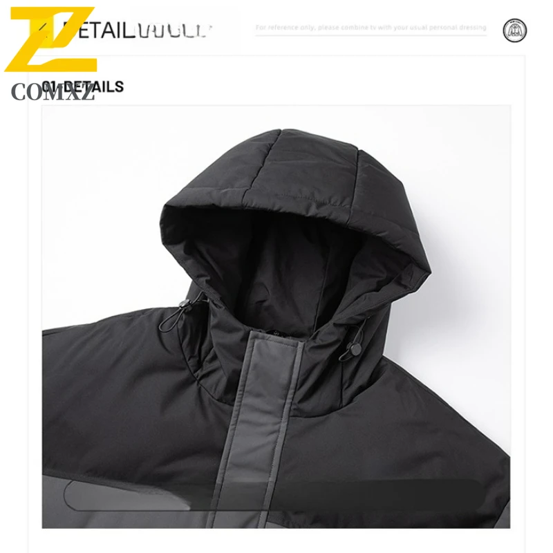 Brand Winter Long snow Parka Men's 2025 New Korean Trendy Lightweight Warm Down Cotton Padded Jacket Man Puffer Ski Padding Coat