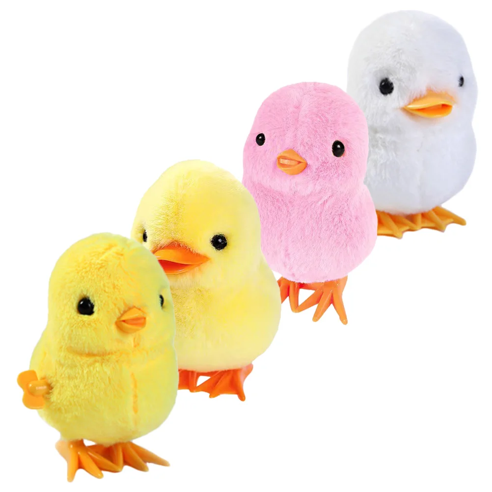 

4 Pcs Wind-up Toy Small Chicken Easter Jumping for Kids Educational Toys Animal Cartoon