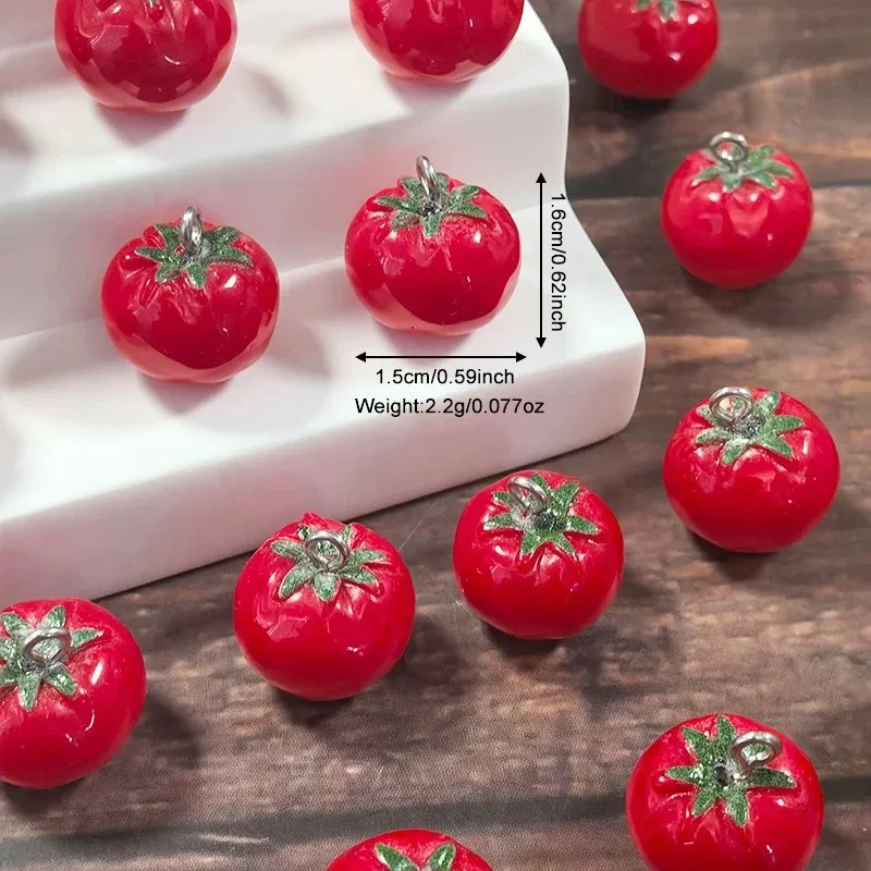 10pcs Simulated Vegetables 3D Small Tomato Resin Charms Cute Food Pendant Creative Funny Earring Necklace DIY Jewelry Make image 6