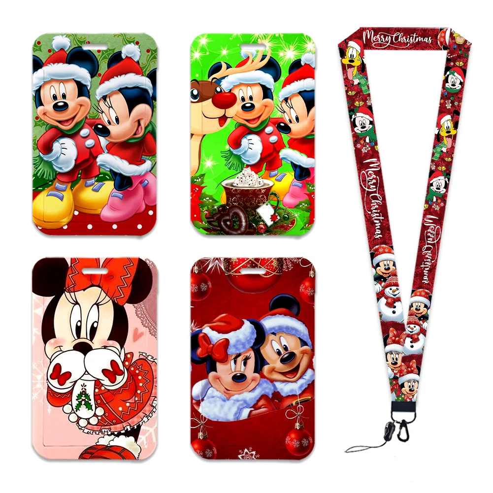 

Christmas Mickey Lanyards Keychain Cute Badge Holder Id Credit Card Pass Hang Rope Lanyard For Keys Accessories Gifts