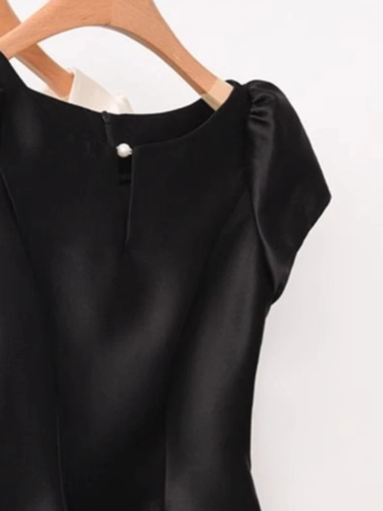 2024 Blusas Mujer De Moda Solid O Neck Shirts Women Puff Sleeve Summer Blouses Crop Tops Fashion Zipper Temperament Blouse