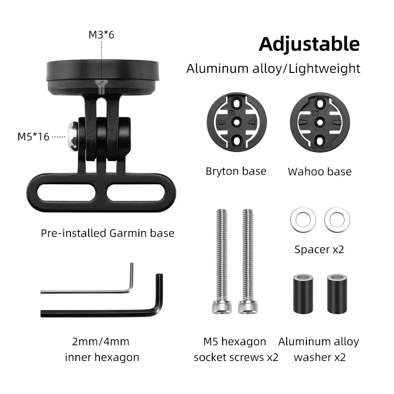 ROCKBROS Fahrradhalterung Frontlicht Lampenfassung Aluminiumlegierung Verlängerungshalter für Fahrradcomputer Wahoo Bryton Garmin Halterung