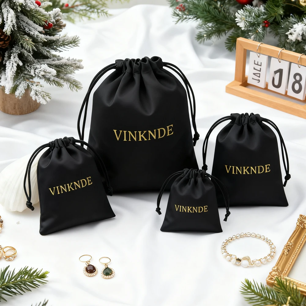 

Атласная сумка на шнурке с логотипом 10x15 см для пучков волос, ресниц, париков, мыла, ювелирных изделий, высококачественная шелковая сумка для упаковки свадебных подарков