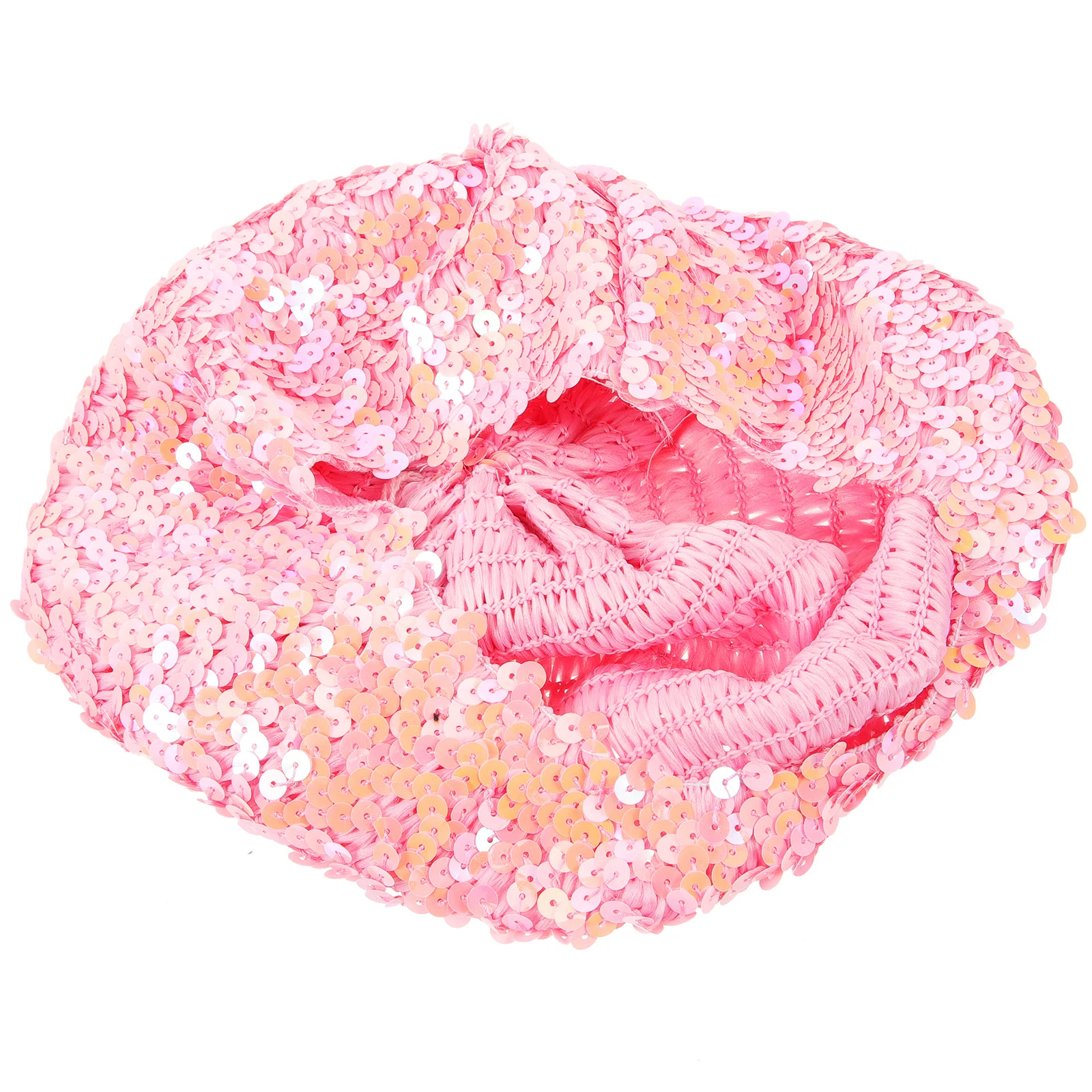 

Sequin Beret Hat Sparkling Shiny Beanie Cap Pink Cabbie Painter Hat for Dance Performance Party Festival