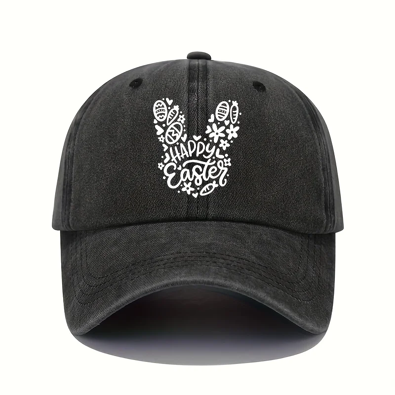 Baseballkappe mit Kaninchenmuster, Retro-Stil, leicht, waschbar, mit verstellbarer, lässiger Sonnenschutzhut für Herren und Damen