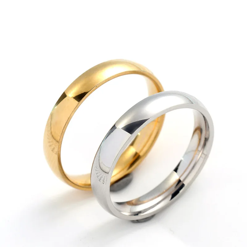 Classic Stainless Steel Rings For Men And Women, Simple Smooth 18K Gold-plated Couple Rings, Wedding Engagement Jewelry