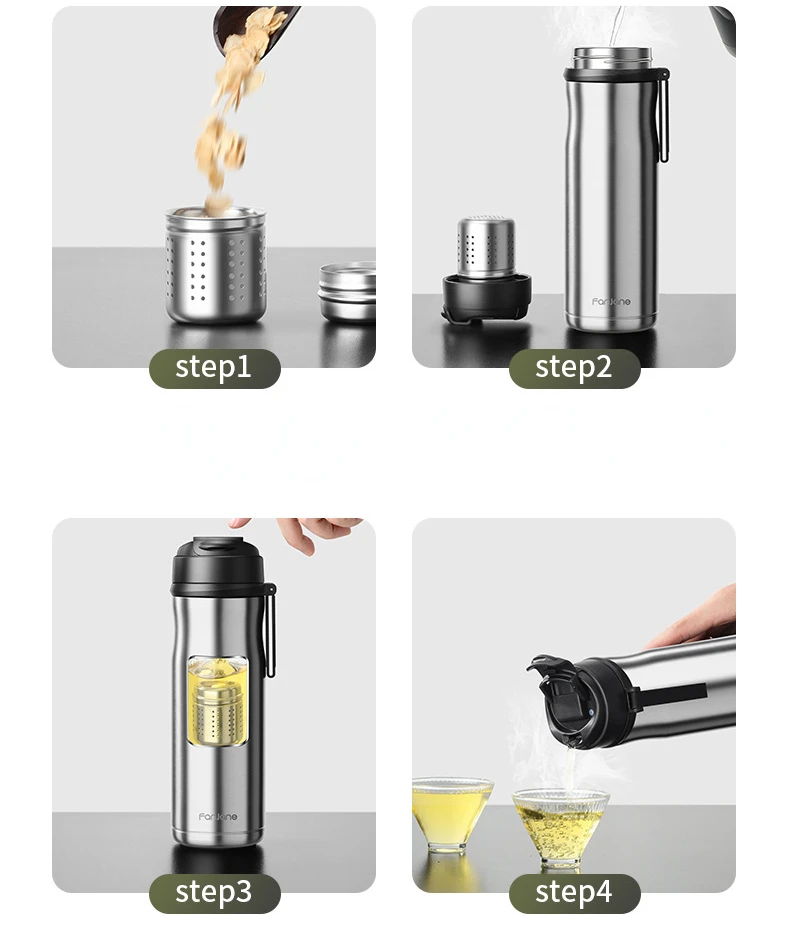 600ml Tea Thermos Bottle Cup with Magnetic Filter Infuser Coffee Stainless Steel Vacuum Flask Keep Cold Hot Travel Business Gift