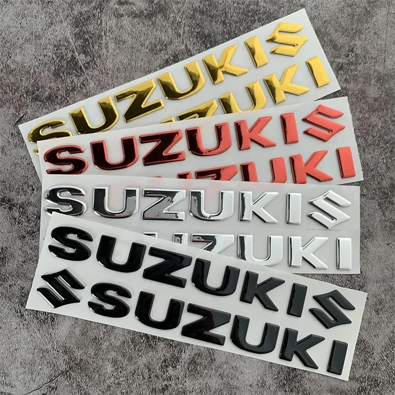 2 pezzi nuovo adesivo moto 3D PVC per Suzuki Sticker 3D Tank Decal Logo Gold Emblem Waterproof Decor