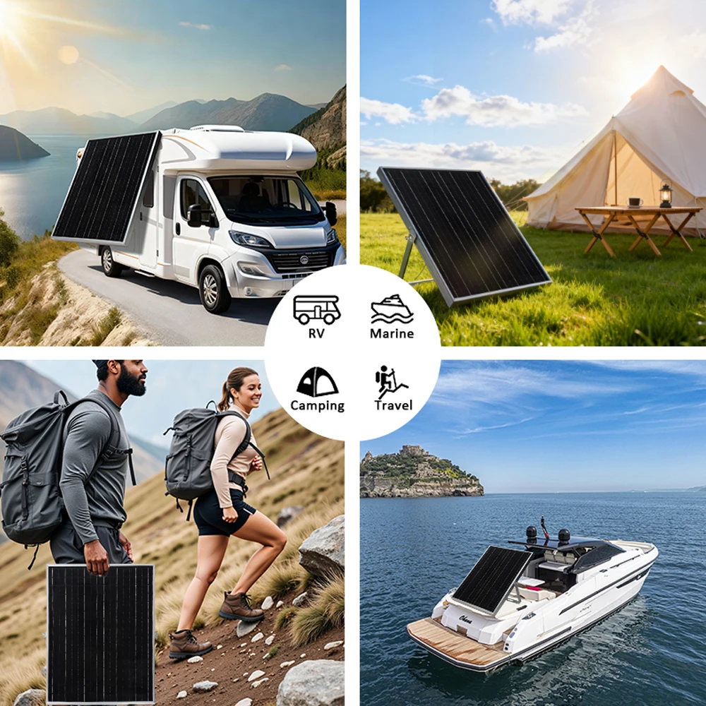 20W 18V Solar Panel Kit with 10A Charge Controller Portable Outdoor Rechargeable Solar Generator for RV, Boat, Marine, Camping, Car, Off Grid Solar Power Supply