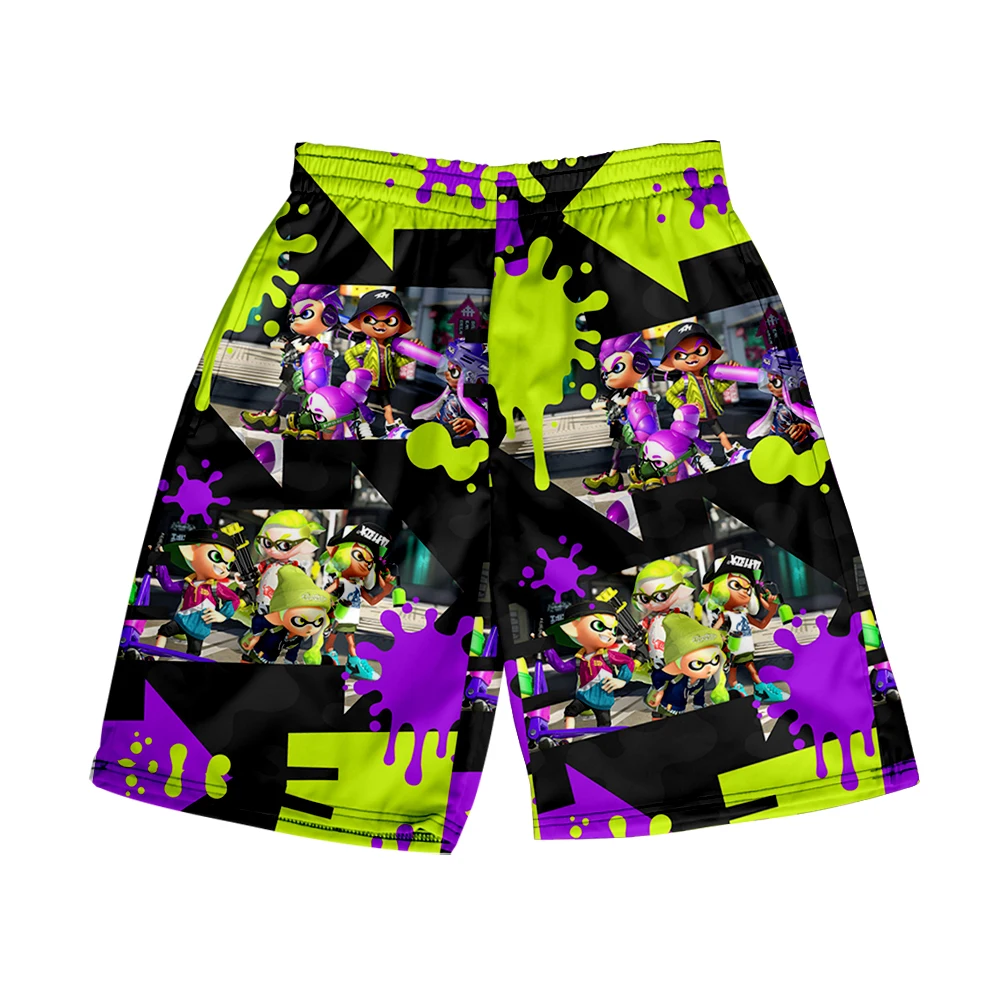 2026 Splatoon 3 Merch الصيف النساء/الرجال مرونة الخصر الشارع الشهير السراويل Kawaii شورتات للبحر لعبة جديدة Splatoon3 السراويل