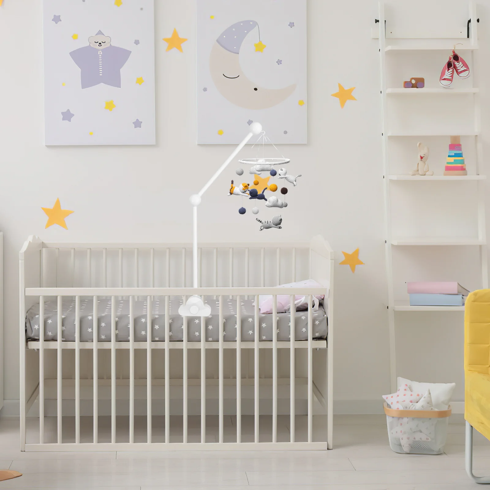 Penyangga Mobile Bayi Bentuk Kayu Kokoh DIY Dekorasi Putar Penyangga Lonceng Tempat Tidur Mudah Dirakit Lengan Mobile Bayi