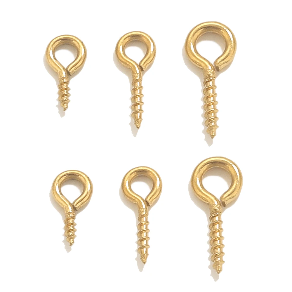 

50pcs Stainless Steel Tiny Eye Pins for Pendant PVD Gold-plated Screw Eyepins Fit Bead Charms DIY Jewelry Findings Wholesale