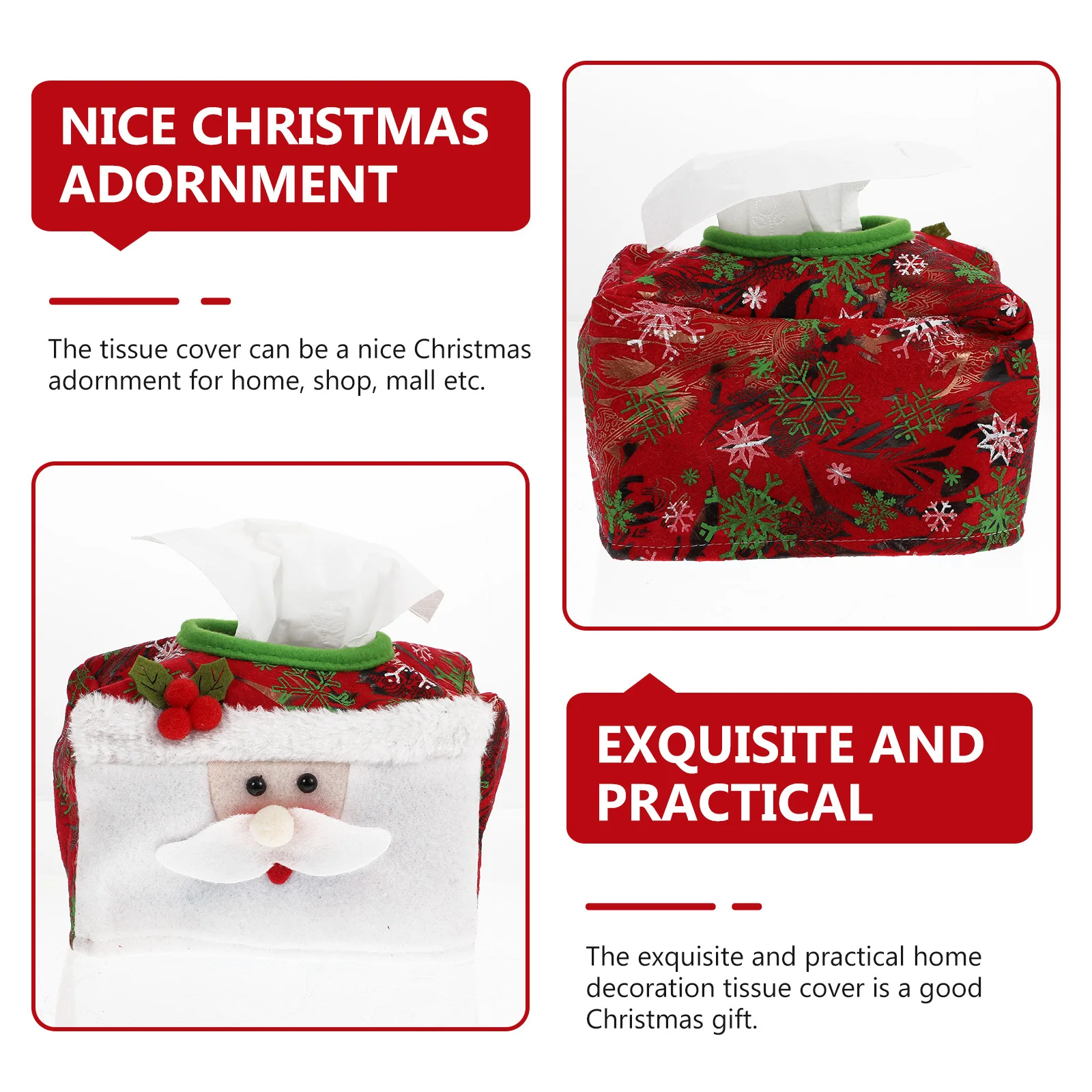 

2pcs Christmas Tissue Cover High-Grade Non-Woven Cloth Washable Multi-Purpose Tissue Holder Decorative Storage Bag For Home Shop