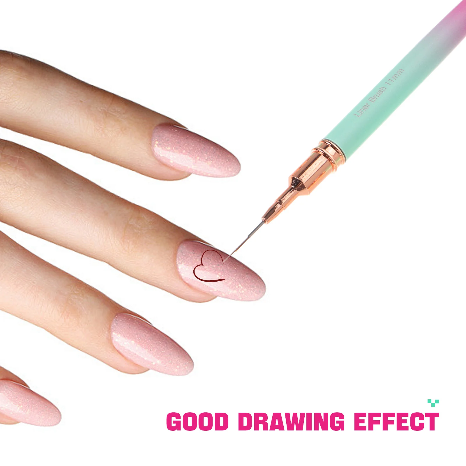 Ensemble de pinceaux métalliques dégradés pour Nail Art, pointe à poils fins, outils de conception de précision pour les amateurs professionnels de bricolage, 5 pièces