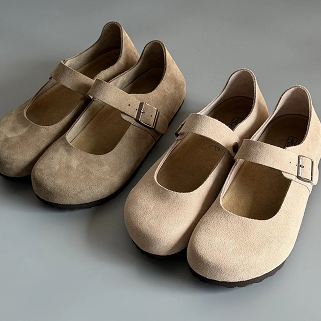 

Maxdutti Japanese Minimalist Cowhide Vintage Round Toe Mary Jane Shoes Sandals Summer Woman Shoes Shoes For Woman Loafers