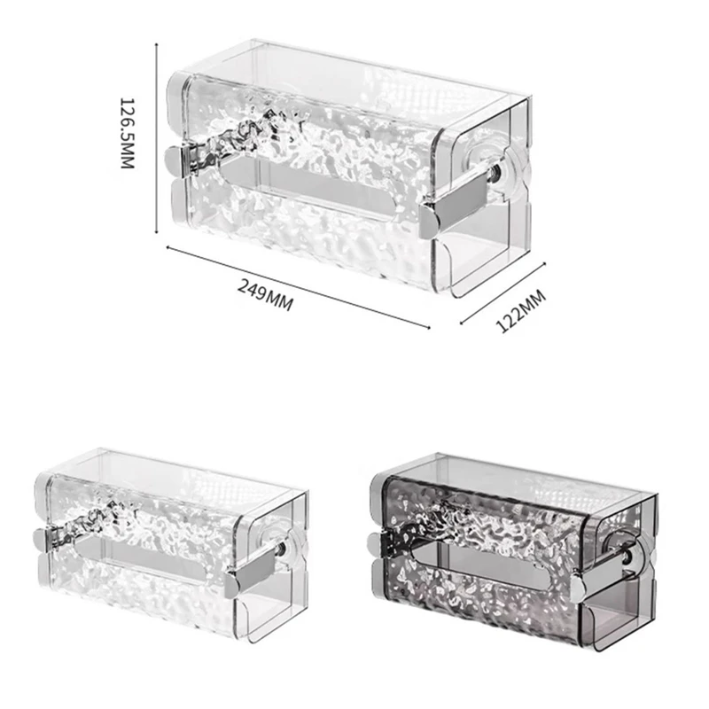 Self-Contained Suction Cup Corrugated Multifunctional Glacier Pattern Tissue Box Creative Ins Style A