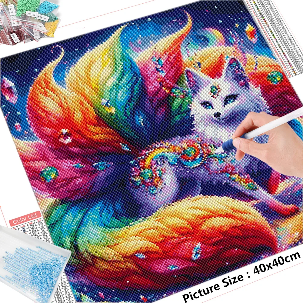 HUACAN Diamond Embroidery Fox 5D DIY Painting Animal New Arrival Rhinestones Picture Mosaic Cross Stitch Handmade Gift