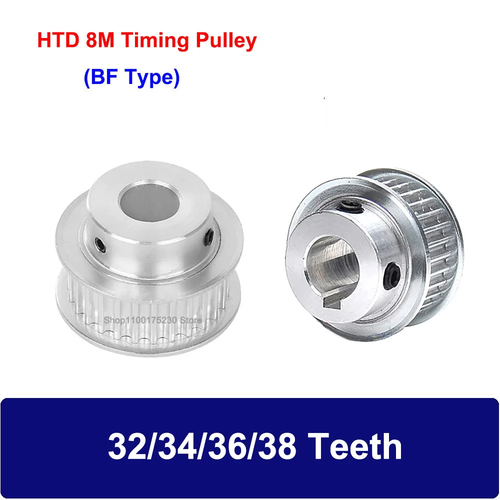 1Pcs HTD 8M Synchronous Timing Pulley 32/34/36/38 Teeth Bore 12mm-30mm Slot Width 27mm 32mm For 8M Timing Belt