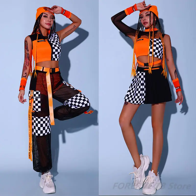 Women Hip-Hop Suit Group Performance Clothing Cheerleader Costumes Jazz Sexy Dance Rave Clothes Pole Dance Clothes Two Piece Set