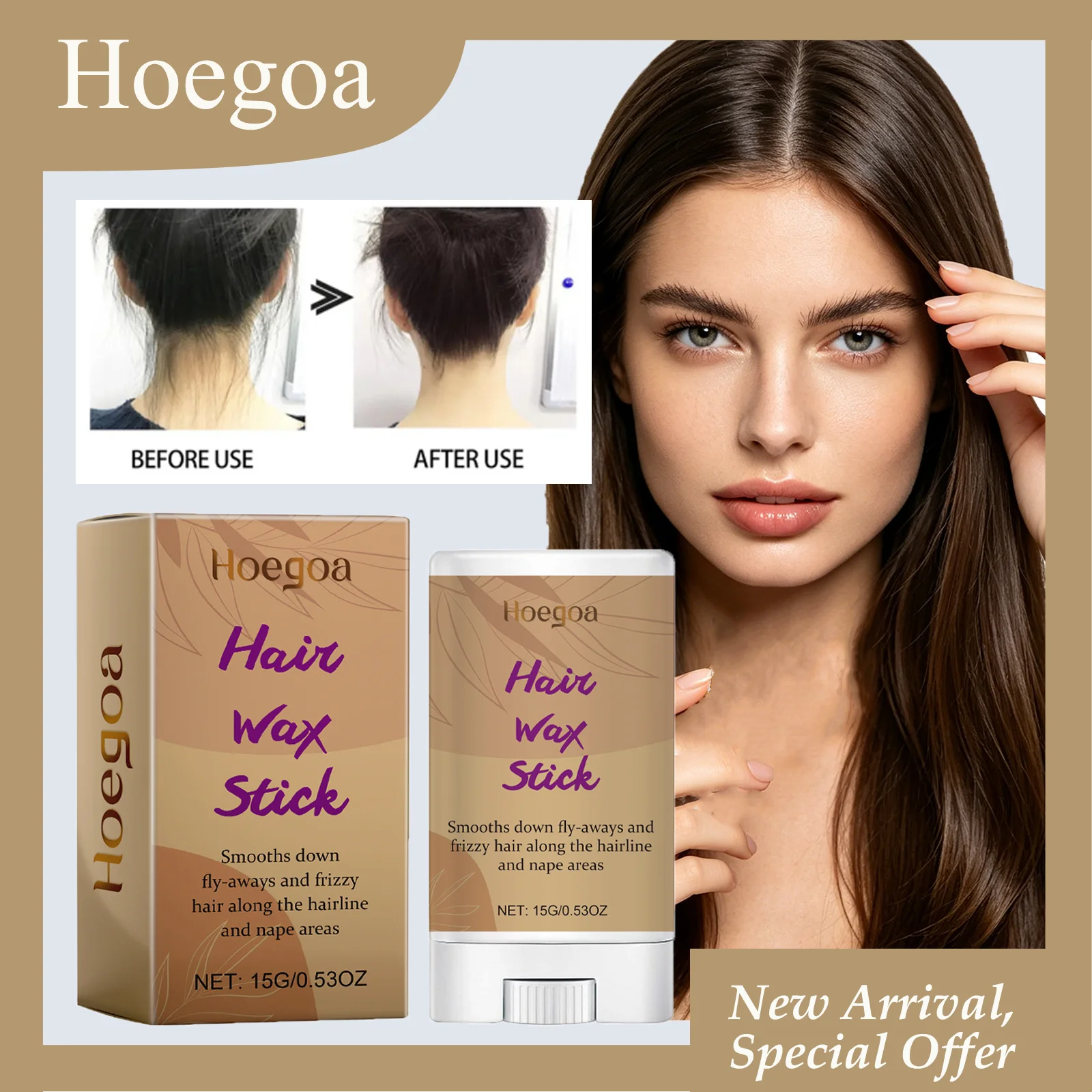 

HOEGOA 15G Hair Wax Stick Tames Flyaways At The Hairline And Neck Shapes Broken Hair Spreads Even Fast-Acting Wax Stick For Hair