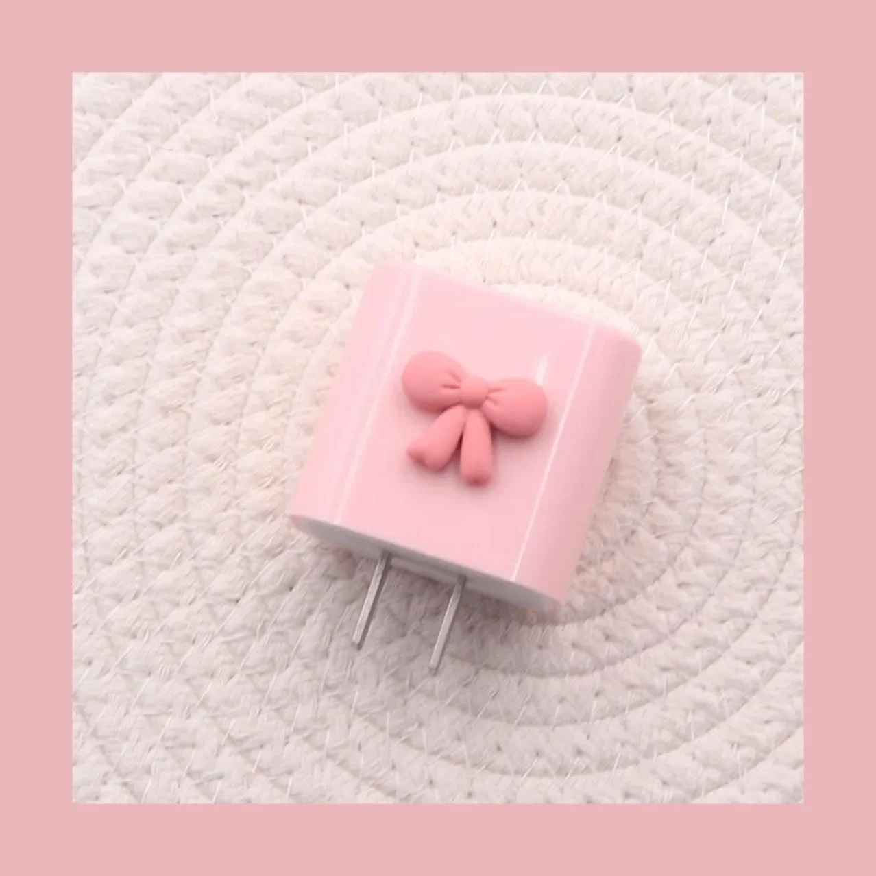 Cute Pink Bow Charging Case 20w Charger Protective Case For IPhone 15 Love Heart Data Cable Management Cord Winder Kit