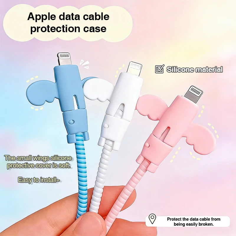 3Pcs (1pc Pink 1pc white 1pc Blue) New Cable Protector Soft Silicone Cover Type C Charger Cable Protector Practical Accessories