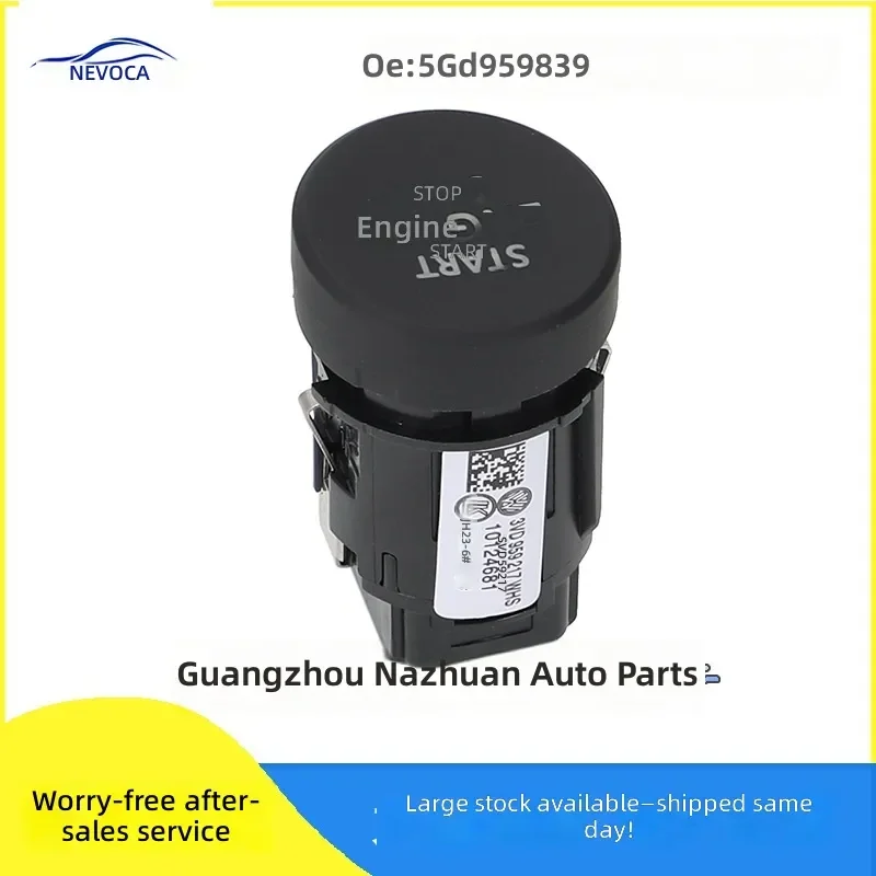 For VW Passat One Click Start Ignition Switch Button 5GD959839 Black Engine Starter Push Button Keyless Entry