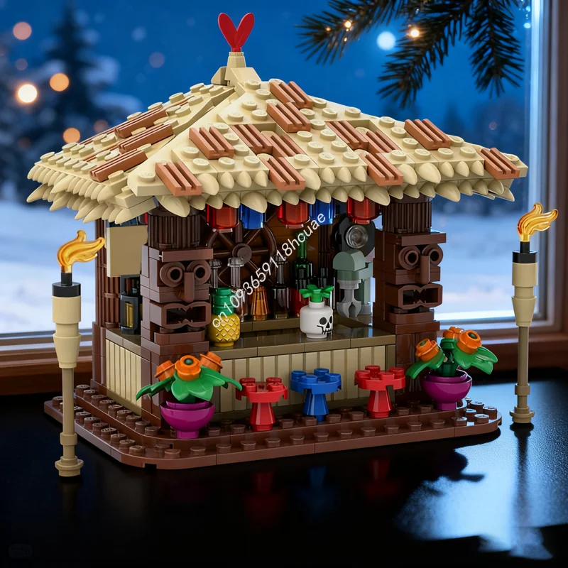 

388pcs MOC Tiki Hut Beach Bar Iconsed Model Building blocks Construction Christmas gifts Assemble toys DIY idea Kids Birthday