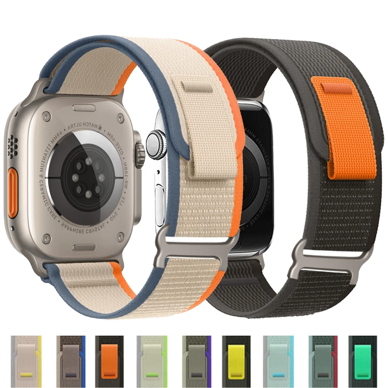 Ремешок Trail Loop для Apple watch Ultra 2, нейлоновый браслет для iWatch series 9 8 7 6 3 se, 49 мм 45 мм 44 мм 40 мм 41 мм 38 мм 42 мм