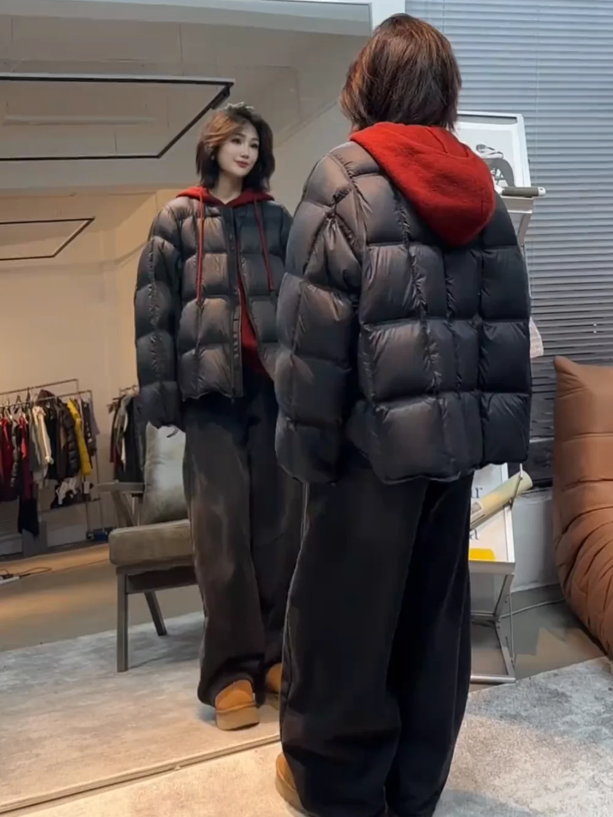 

Black Short Puff Jacket Women's Winter Fashion Lightweight Warm Thick Outerwear Bread Style down Coat Cleanfit Regular Size