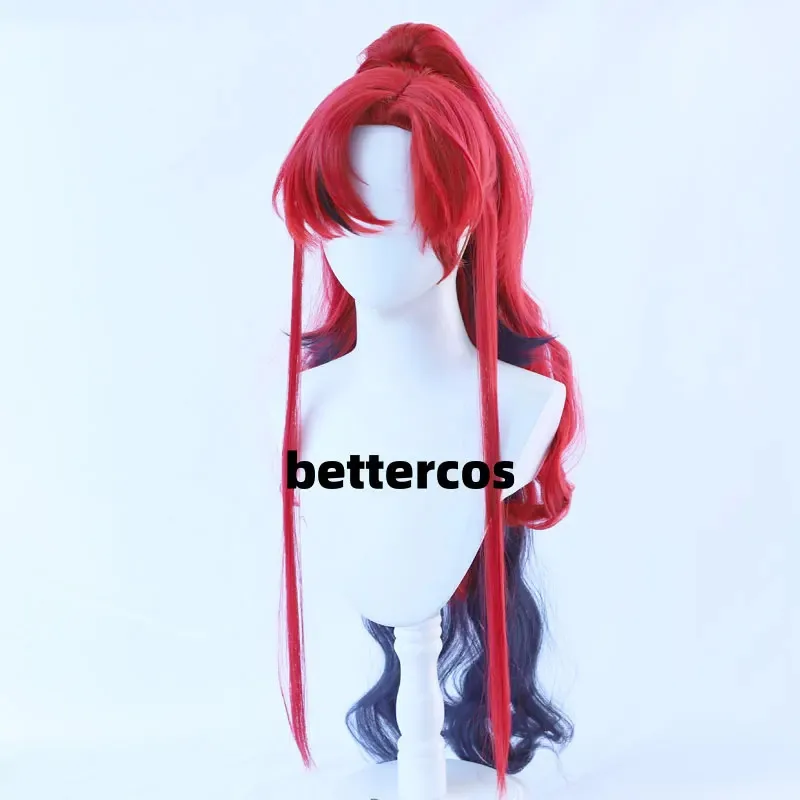 لعبة جديدة الفرسان يو شعر مستعار تأثيري الأحمر 90 سنتيمتر قرمزي طويل الأحمر التدرج قوي الأزرق مقاومة للحرارة الشعر الاصطناعية هالوين FDS2025