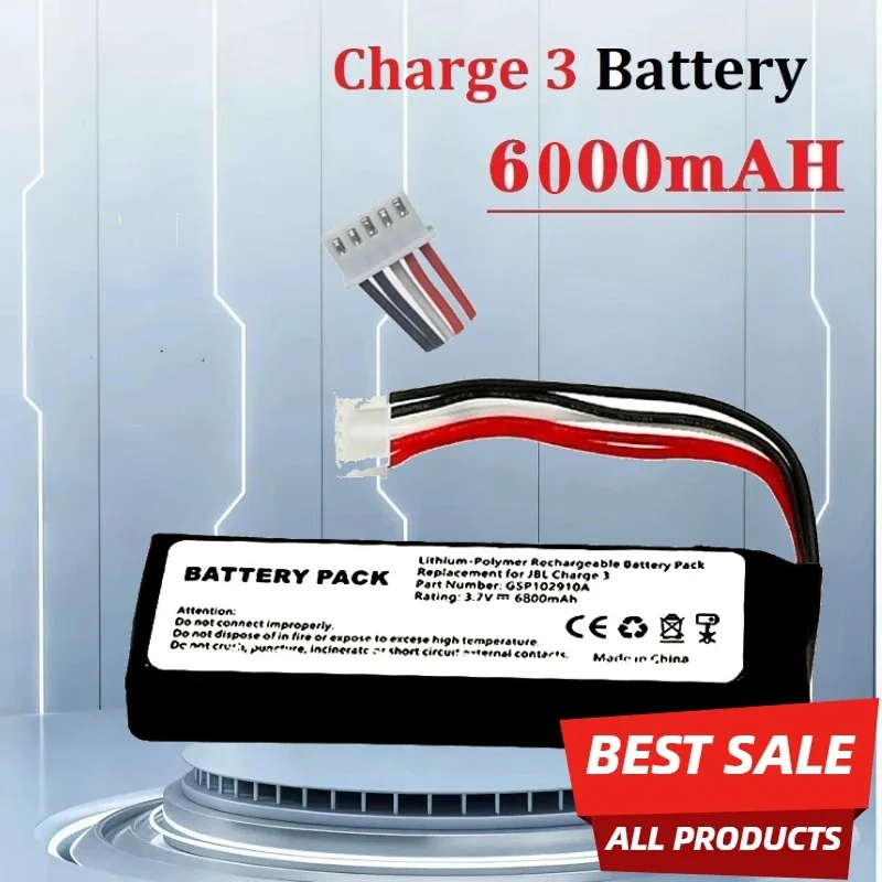 

Новая улучшенная батарея емкостью 6000 мАч, для аудио Bluetooth-колонки JBL Charge3, модель GSP1029102A, оригинальная батарея для JBL Charge 3.