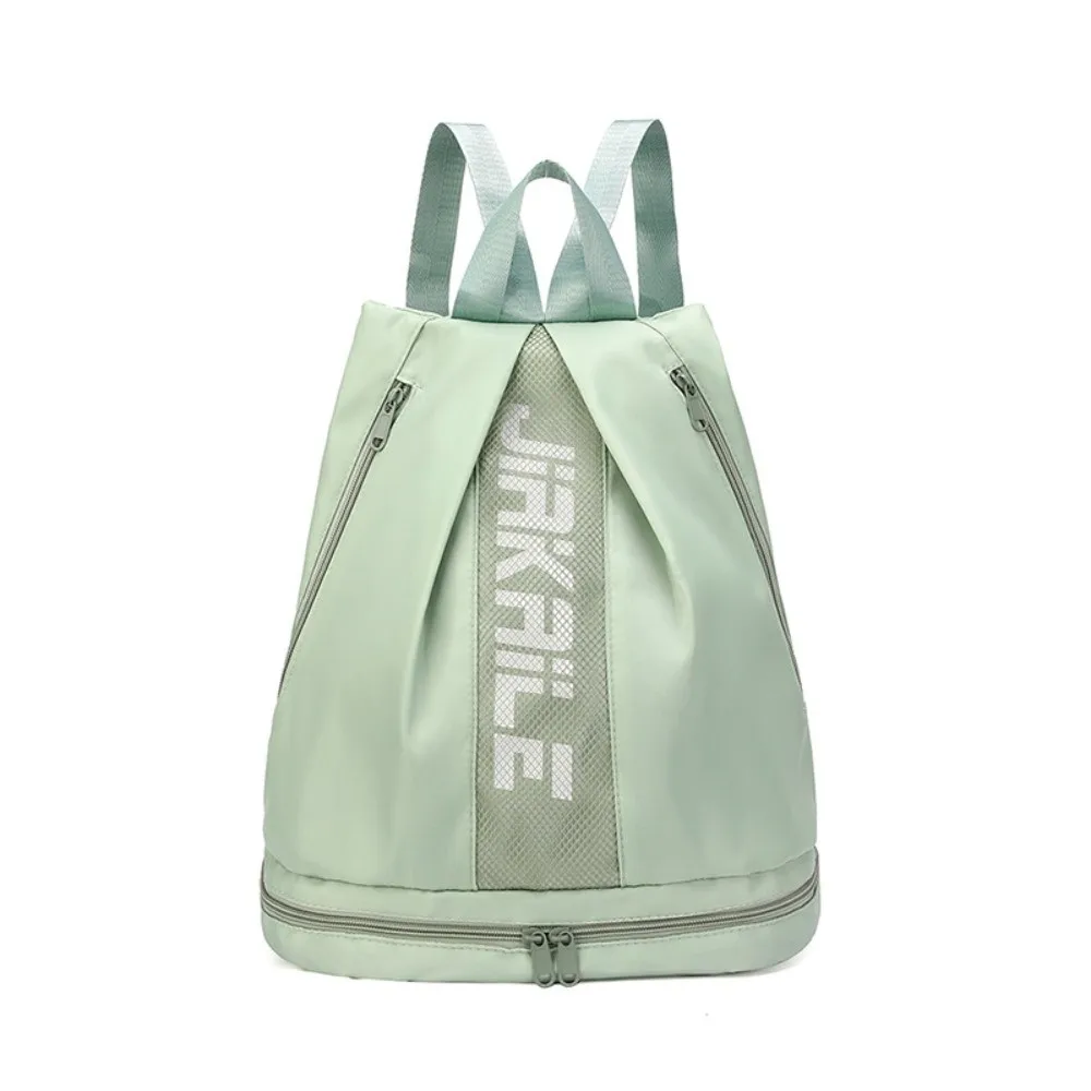 

Portable Gym Backpack Large Capacity with Bottom Compartment Fitness Storage Pouch Lightweight Solid Color Nylon Sport Daypack