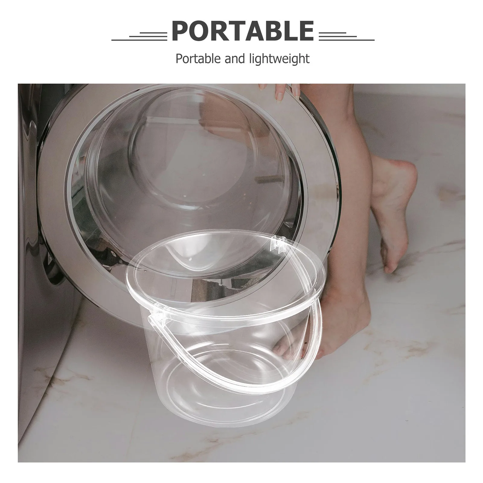 

Plastic Water Large Capacity Portable Bucket Handle Reusable Home Supplies Watering Garden Dorm Storage Clothes Wash Round